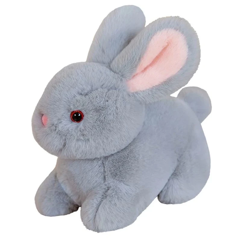 Lifelike Bunny Doll Soft Stuffed Animal Simulation Fluffy Rabbit Plush Toy