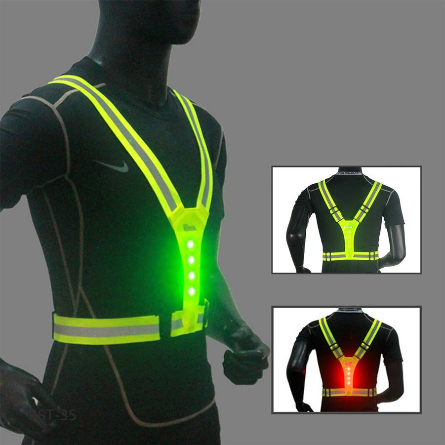 Safety LED Reflective Vest Body Strap Belt for Outdoor Running