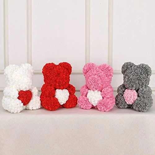 Best Gifts Artificial Rose Foam Flower Bear Rose Teddy Bear 25cm, 40cm, 70cm Artificial Decoration Gifts for Mothers Day, Valentines Day, Bridal, Weddings