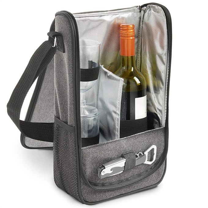 2 Bottle Wine Carrier Bag Portable Insulated Wine Tote Bag for Travel, Picnic, Leakproof Wine Cooler Bag
