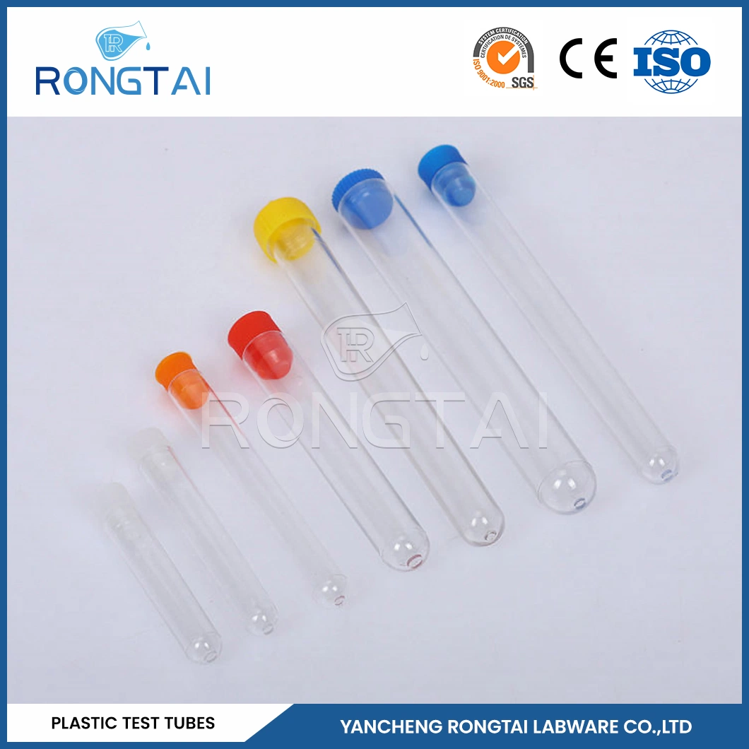 Rongtai PC Plastic Test Tube Manufacturing 13*100mm PVC Plastic Test Tubes China 3ml 5ml PS Material 5ml Plastic Test Tube