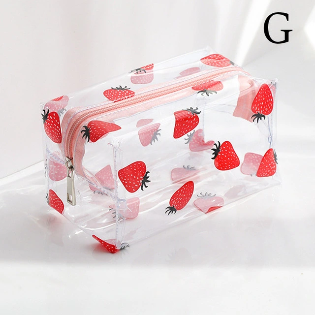 Custom Logo Waterproof Transparent Pencil Case PVC Stationery Gift Girls Students Pencil Bag Kawaii Makeup Cosmetic Bag Travel Bags