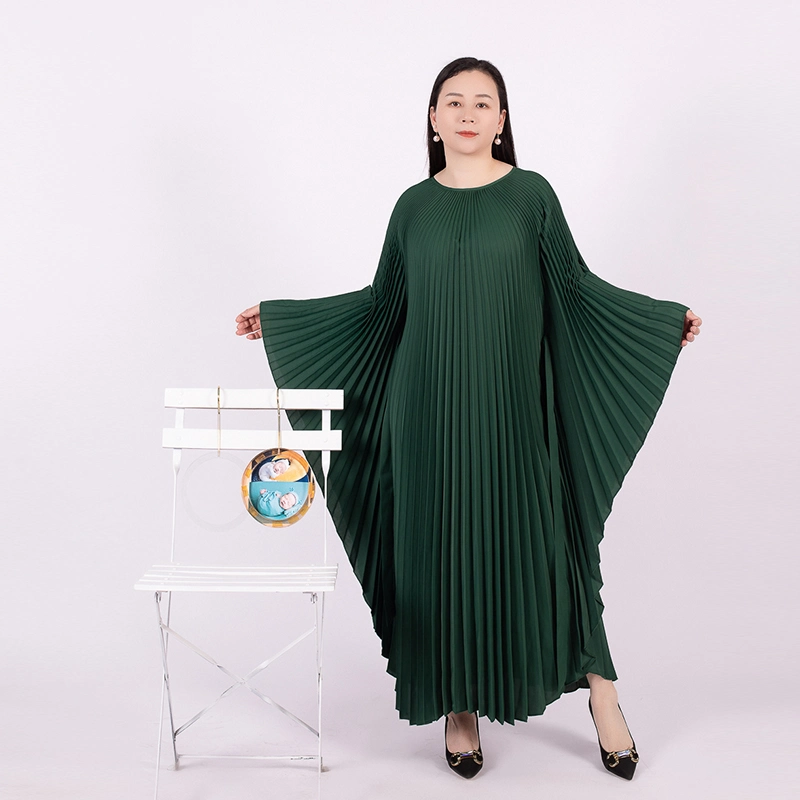 Tianbao Fold Clothinggarment Factory Wholesale Miyake Pleats Fashion Casual Arab African Large Size Women's Dress Evening Dress