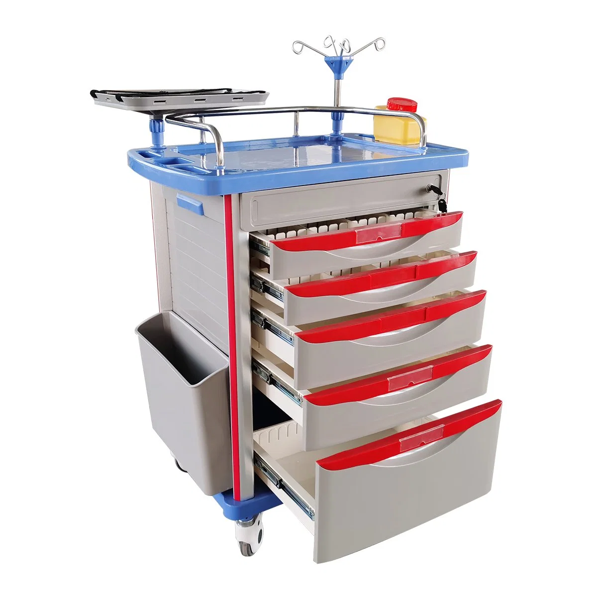 Hot Sale Hospital Multi-Purpose ABS Medical Emergency Ambulance Patient Nursing Trolley/Cart