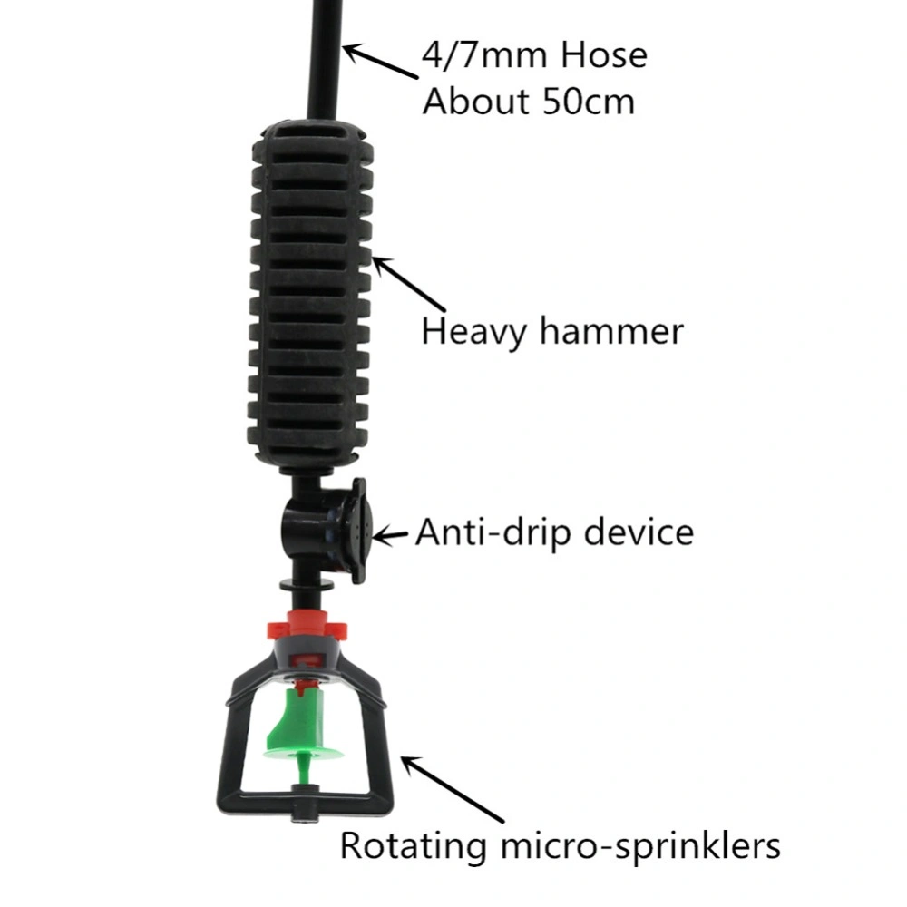 Boquilla giratoria de 360 grados la nebulización Gota Mist Pulverizador de goteo de los gases de cabeza al revés con manguera Anti-Drip 4/7mm