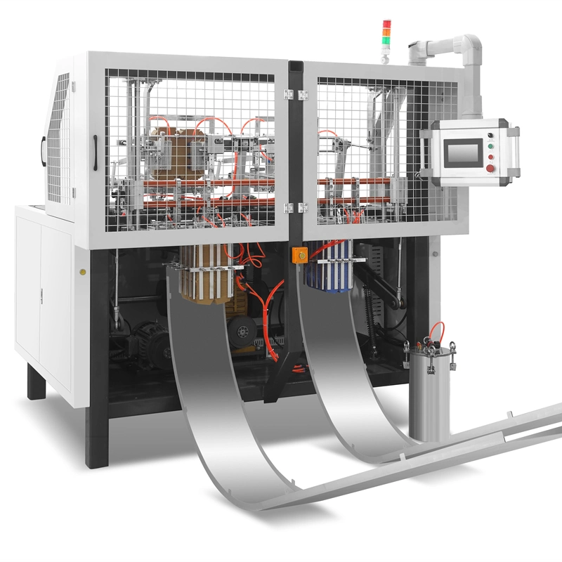 Caja de papel desechable protección del medio ambiente de línea doble de alta velocidad, fabricación, formación y encolado Equipo de máquina de recipientes de alimentos