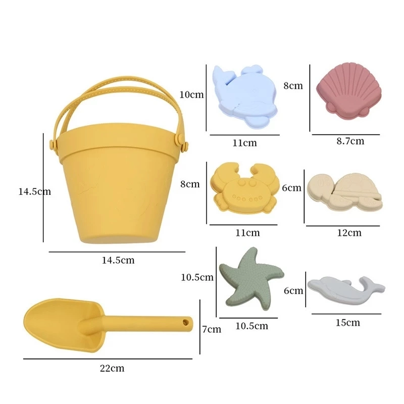 Outdoor Summer Silicone Soft Beach Toys Baby Toys Digging Sand Tool Shovel Children Bucket Sandbox Toy Beach Accessories for Kid