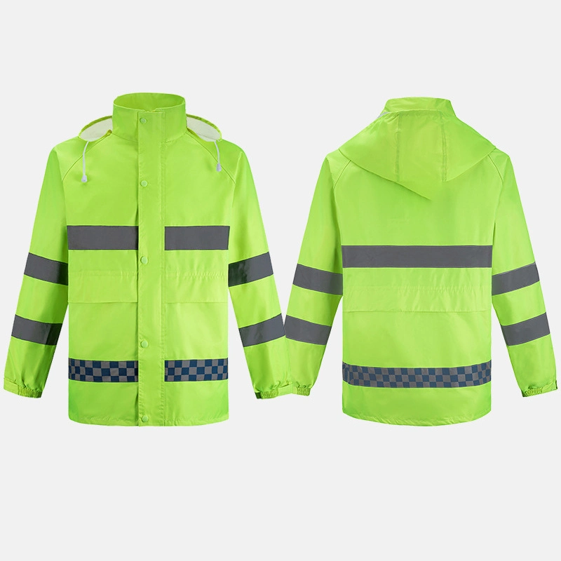 Wholesale/Supplier Custom Logo Design Cycling Thickened Split Raincoat Outdoor Sanitation Work Suit Reflective Safety Clothing