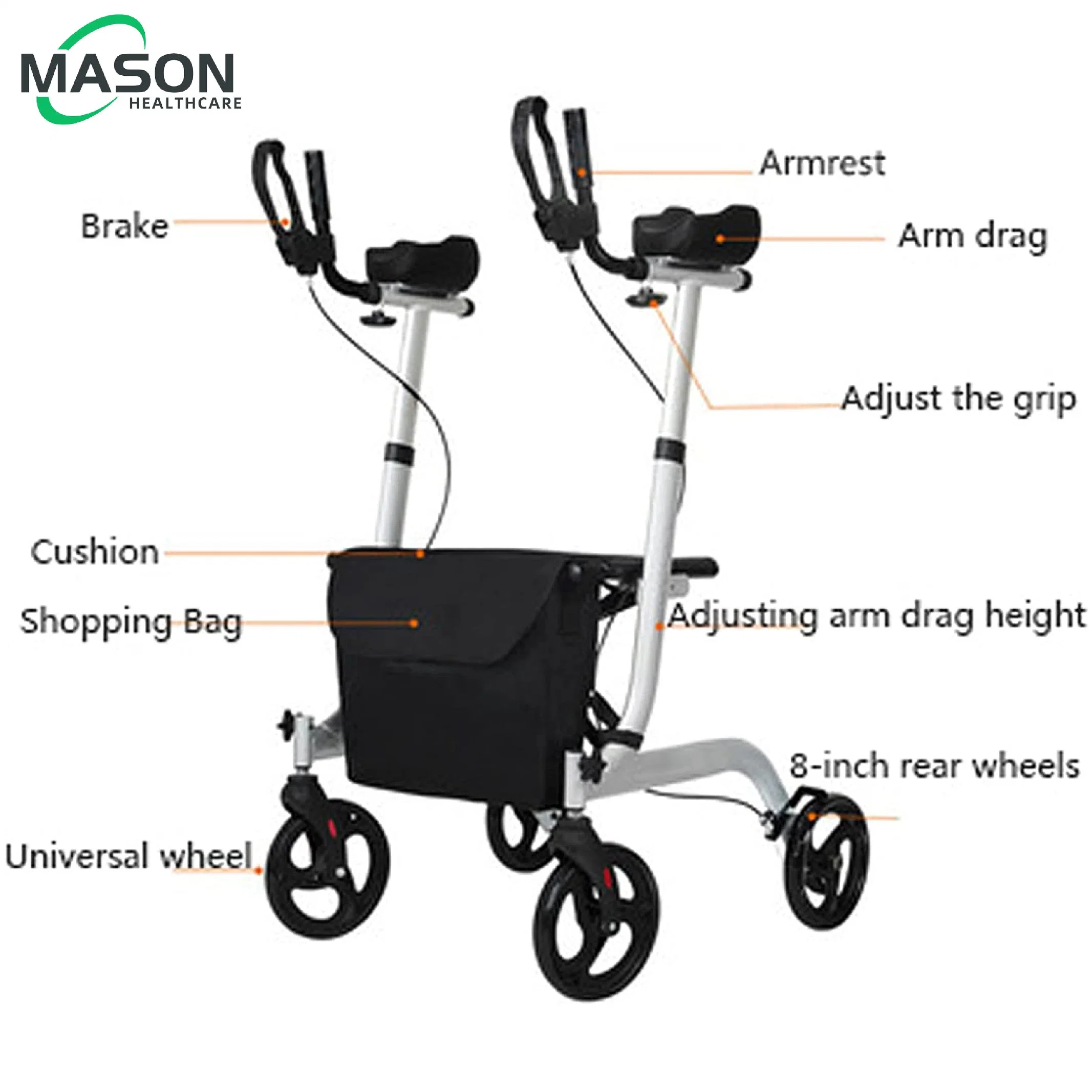 Rollator Walker Folding and Forearm Rollator with Brakes and Seat Disabled Scooter Rehabilitation Equipment