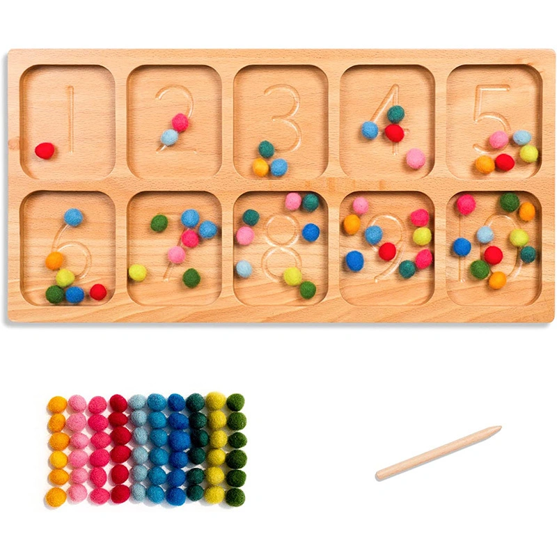 Preschool Children Educational Game Montessori Wooden Number Sorting Tray Toy for Kid