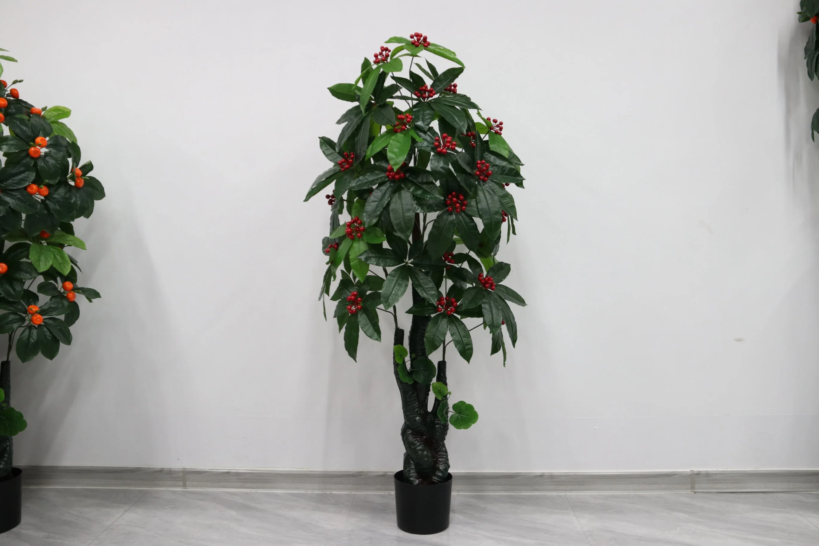 Nearly Nature 36 Leaves Pachira Macrocarpa Double Dragon Customizable Artificial Simulation Decorative Plant Fruit Tree