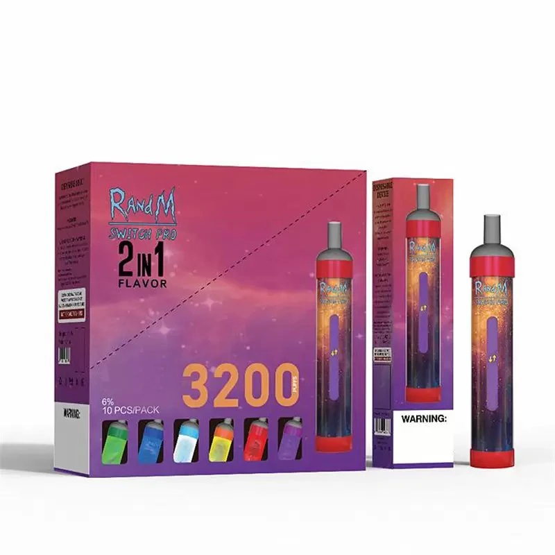 Disposable/Chargeable Vape 3200 Puff Bars Electronic Cigarette Randm Switch PRO 2 in 1 RGB Lights Rechargeable