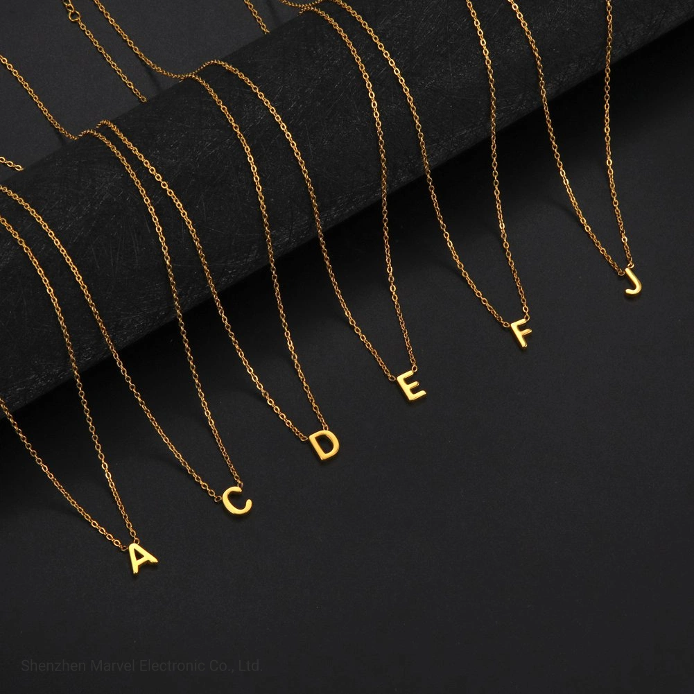 Minimalist Initial a-Z Letter Necklace Alphabet Stainless Steel Choker Chain