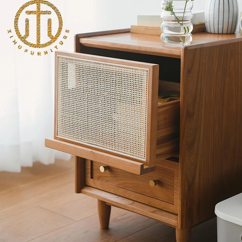 Japanese-Style Small Apartment Locker Rattan Customizable Living Room Nightstands