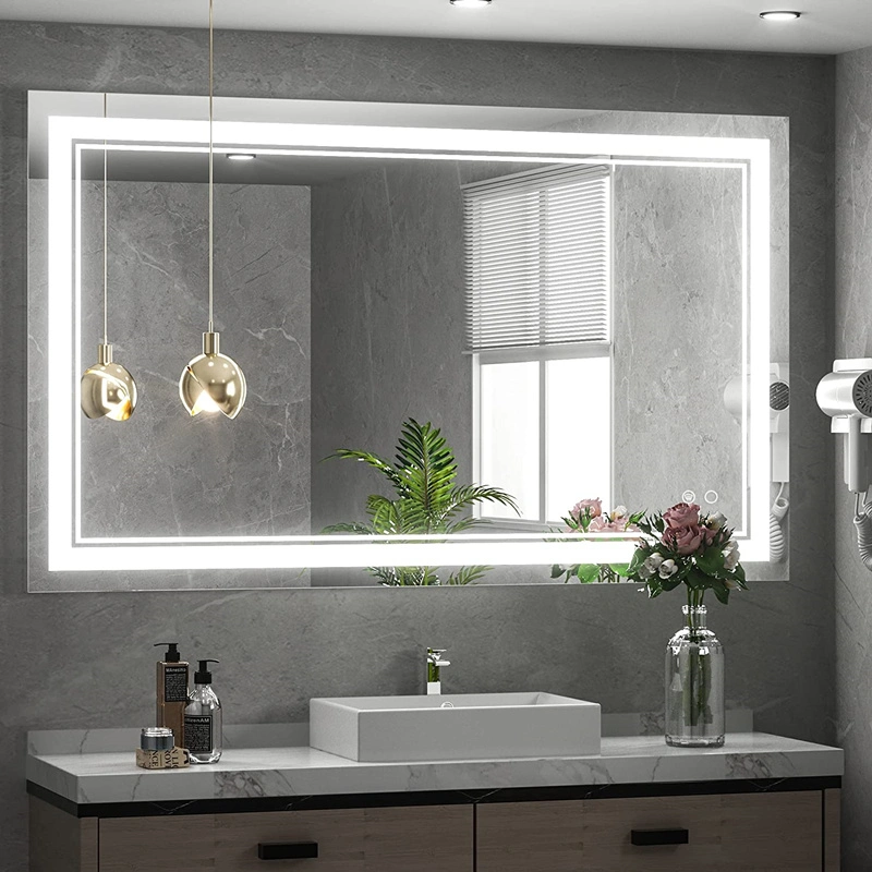 Wall Mounted Decorative Frameless Rectangle Round Backlit Mirror with Light Smart Light Bathroom Mirror LED Mirror Llluminated Smart Mirror