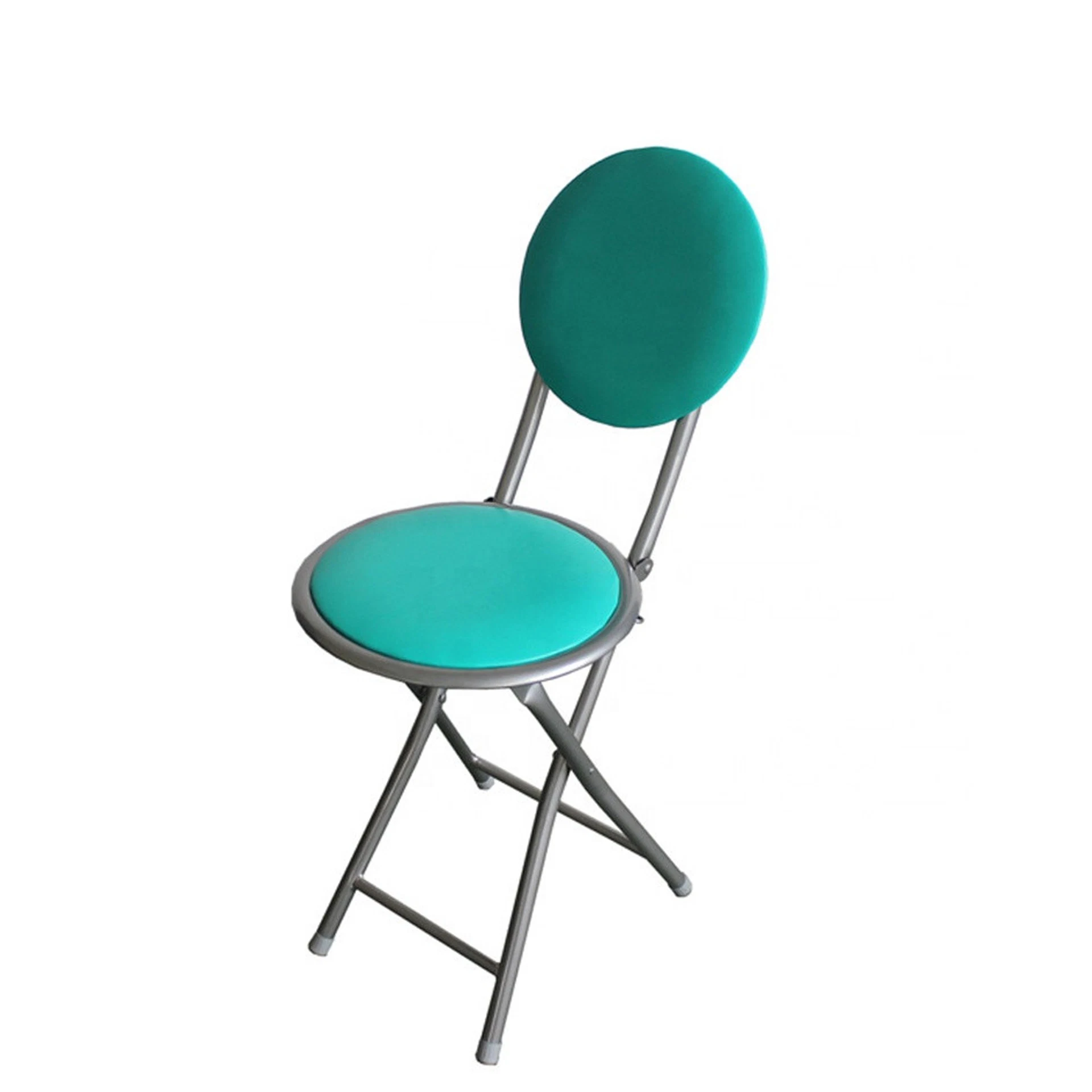 PVC Cushioned Small Round Folding Chair for Home&Dining Room