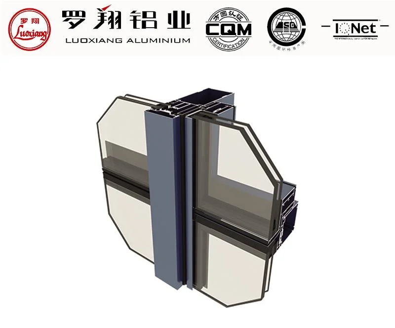 6061/6063/6060/6005/6463 Custom Thermal Break Aluminium Vorhang Wand Profil Gebrochene Brücke Fassadenbauprofile Fluorkohlenstoffbeschichtung/Pulverbeschichtung/Eloxiert