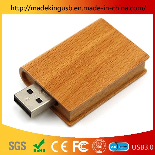 Precio al por mayor Popular Nuevo unidad Flash USB de madera giratorio de logotipo personalizado