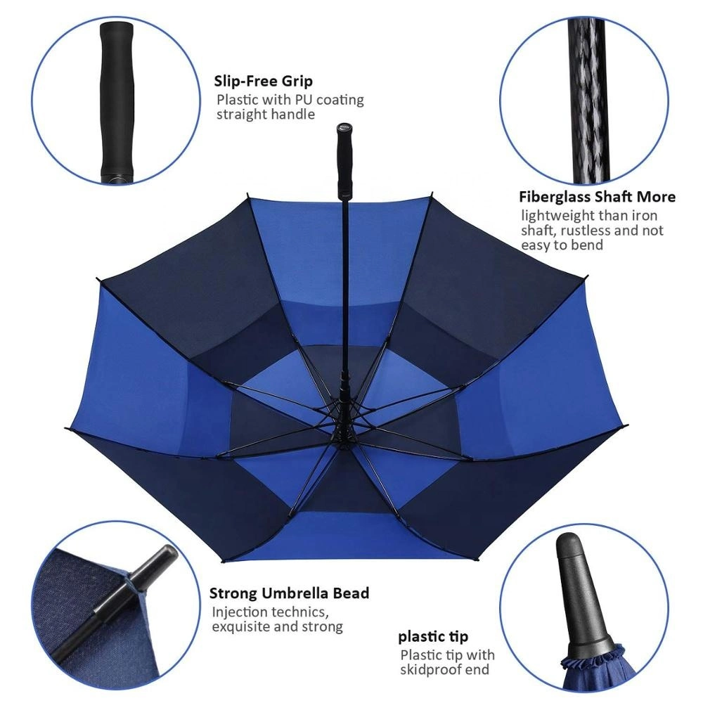 New Arrival Wholesale/Supplier Blue Double Layer Unique Design Multi Colors Outdoor Golf Umbrellas for Sale