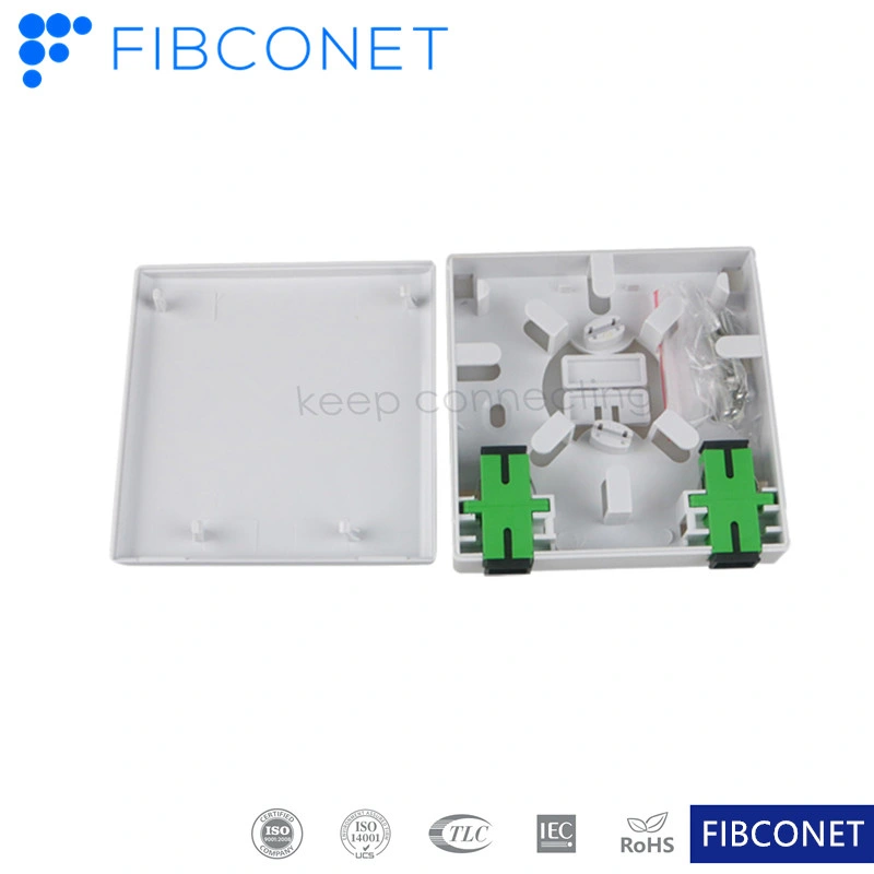 FTTH 86 Face Box 2 Ports Sc Fiber Optical Terminal Splice Box with Adapter