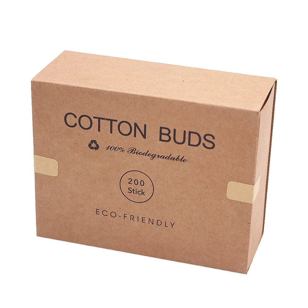 200PCS Highest Quality Bamboo Cotton Buds 100% Biodegradable Cotton Buds Plastic Free Product and Packaging