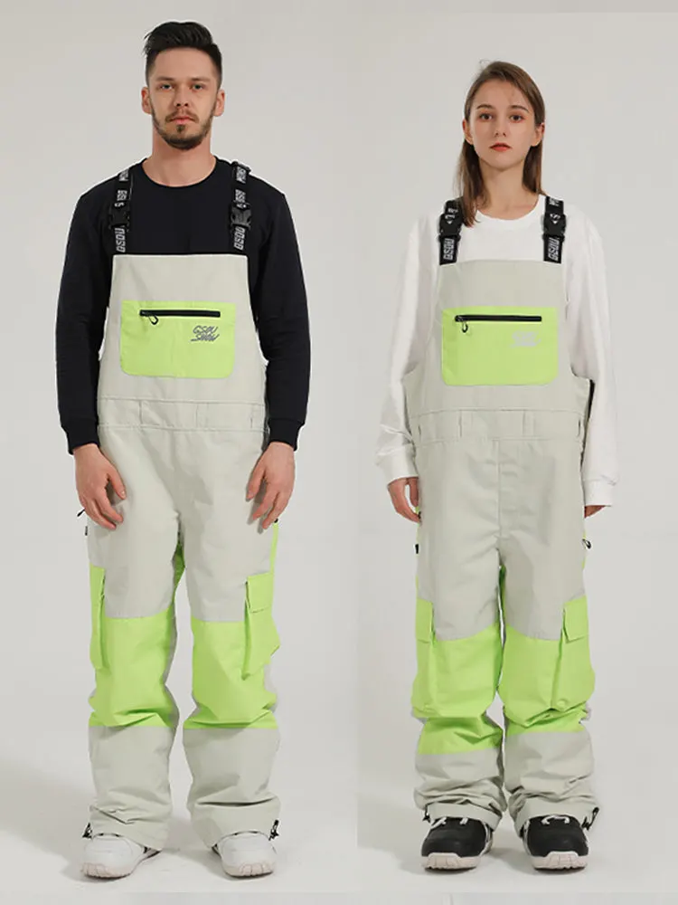 Pantalons de ski coupe-vent, imperméables et résistants à l'usure Hiworld pour femmes et couples, style colorblock, avec bretelles.