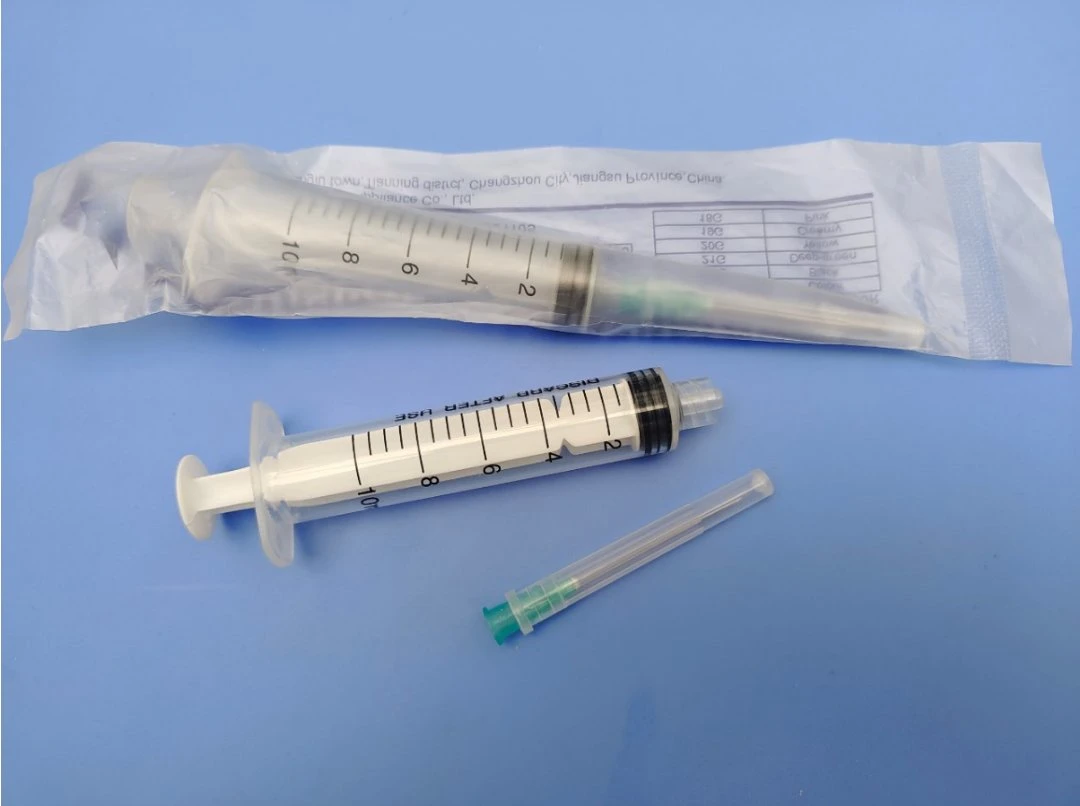 Disposable Sterilized Syringe 10ml, Luer Lock, with Needle 21g