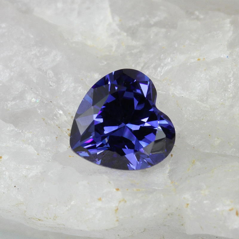 Wuzhou Cubic Zirconia Wholesale/Supplier Heart Shape 21#Tanzanite Color Synthetic 7*7mm CZ Stone Loose Gemstone