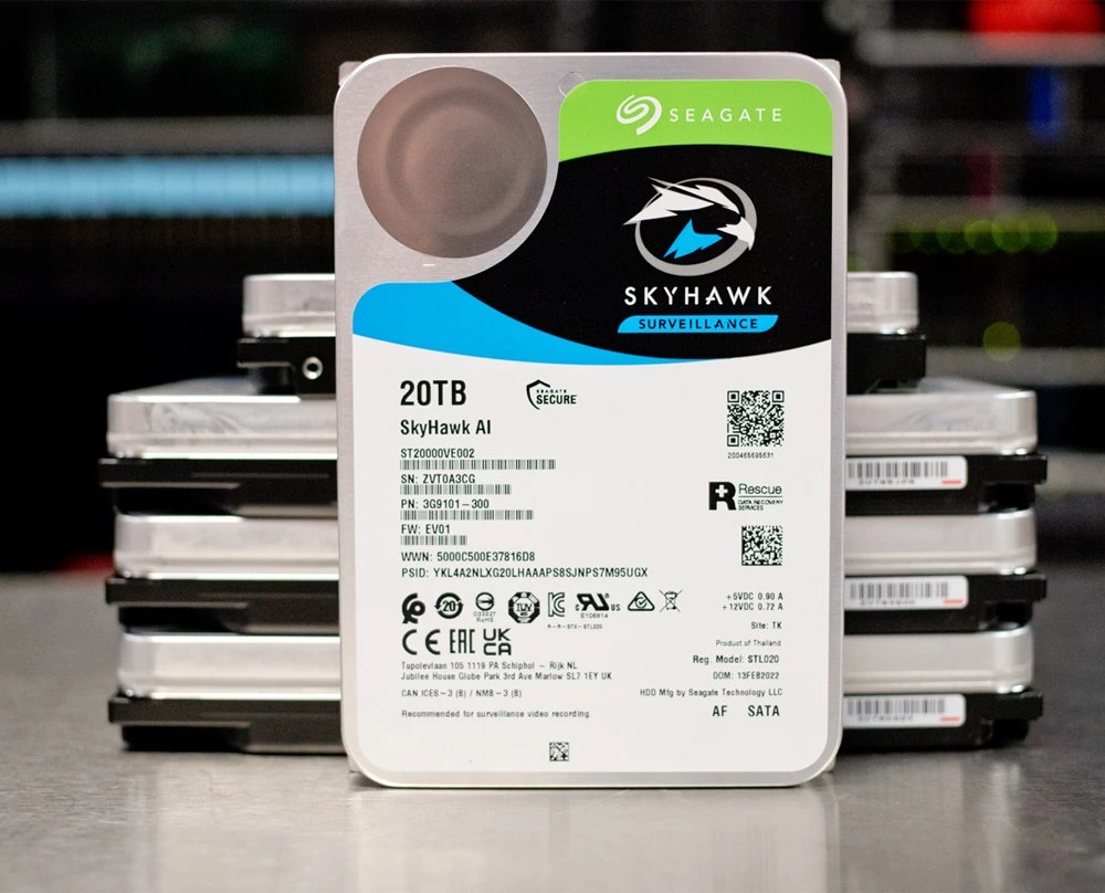 Seagate St20000ve002 Skyhawk Ai 20tb 7.2K SATA-6gbps 512e 3.5" HDD Internal Hard Drive