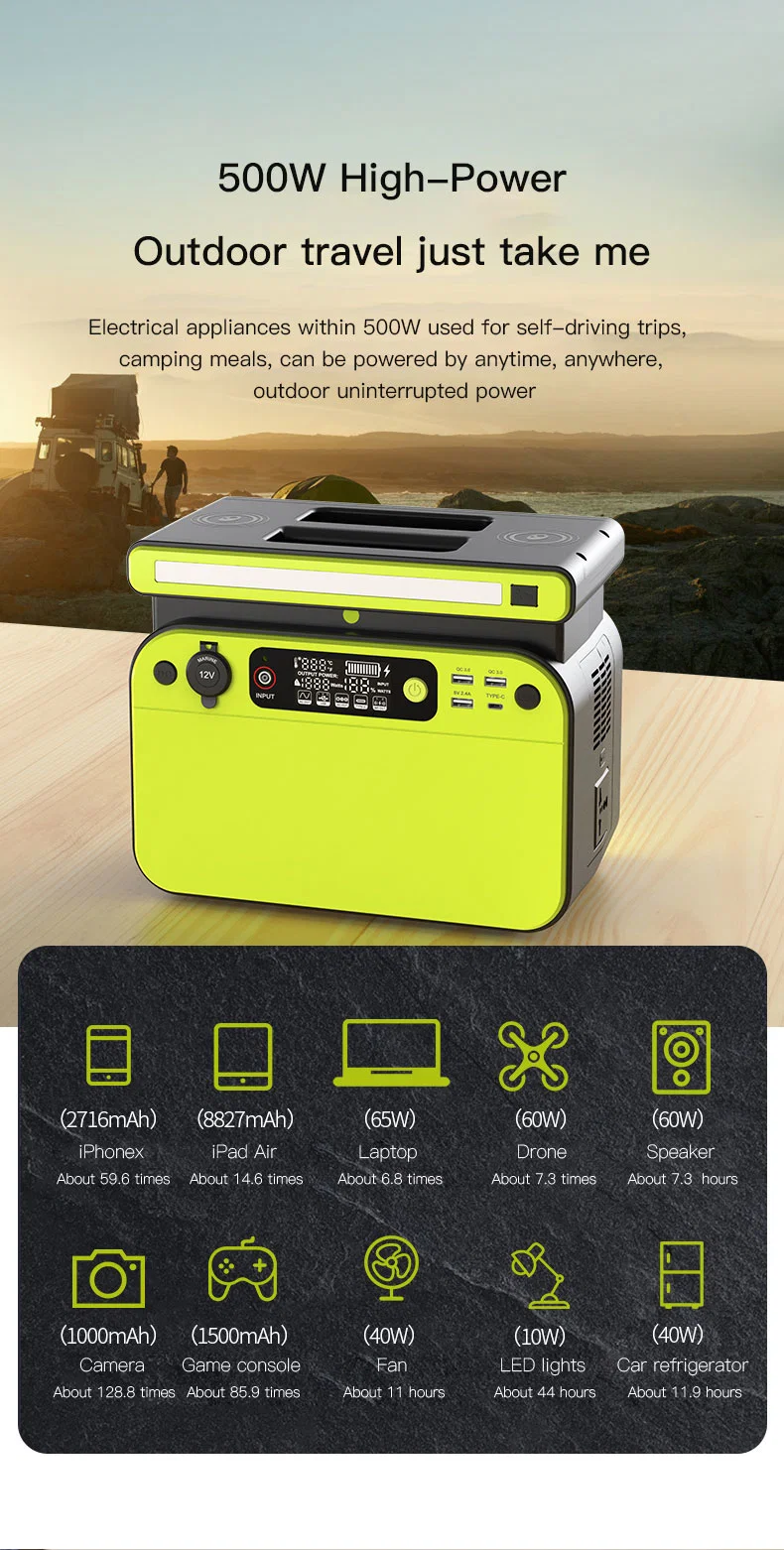 Ctechi Gt500 500W Portable Solar Generator for Outdoor Use