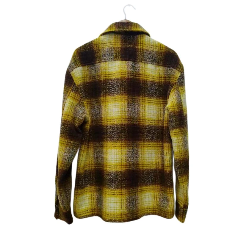 Heavy Flannel Boy Top Men Woven Plaid Check Casual Shirt with Button