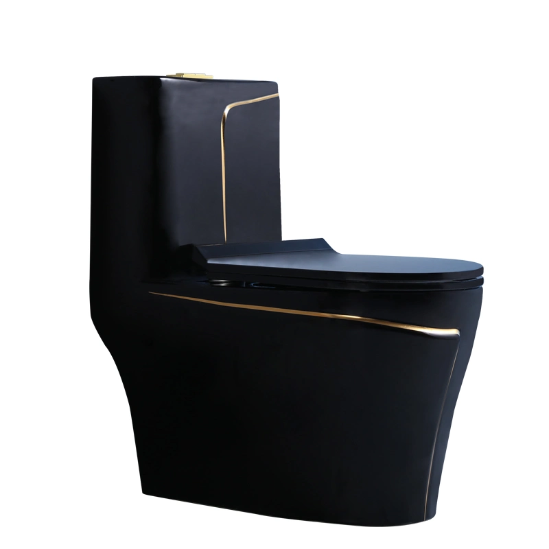 Black Gold Bathroom Ceramic Washdown One Piece Wc P-Trap/S-Trap Color Toilet