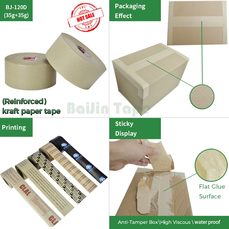 Enhanced Water-Free Kraft Paper Tape Hot Melt Self Adhesive Kraft Paper Tape Hot Melt Self Adhesive Reinforced with Fiberglass