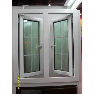 UPVC/PVC Profile Plastic Window Vinyl Single Hung Window with Grills