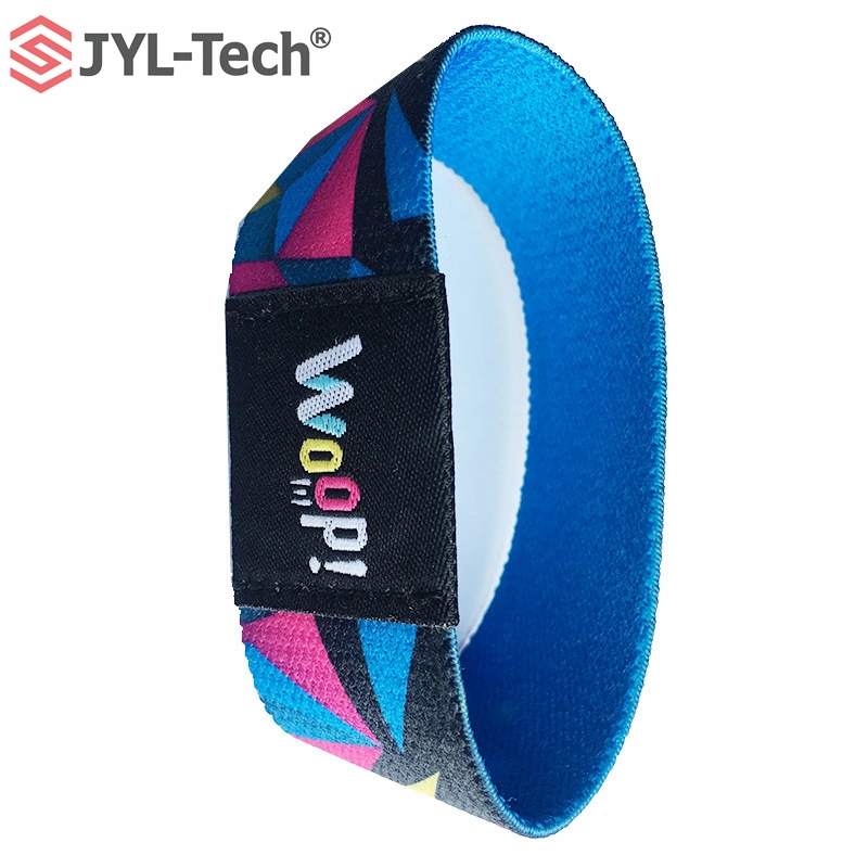 Custom Heat Transfer RFID Elastic Fabric Wristband Bracelet for Event