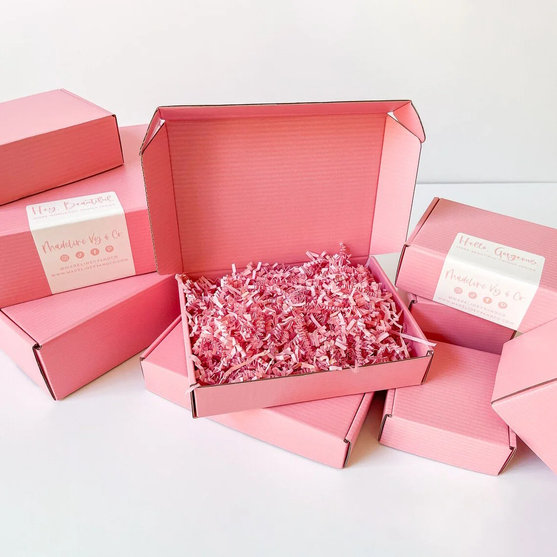 Plegado corrugado rosa caja de embalaje Caja Mailer Prendas de Vestir Zapatos de regalo cajas de cartón envases de papel