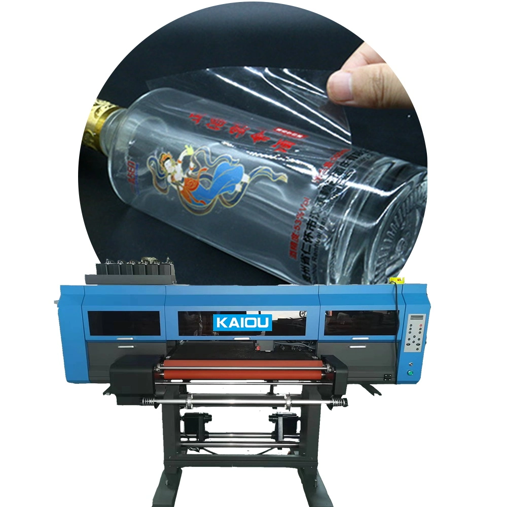 Kaiou UV Rolle zu Rolle DTF Printer 60cm Cmykw+V Farbe Drucken von drei i3200 Digitaldrucker frei Laminiermaschine