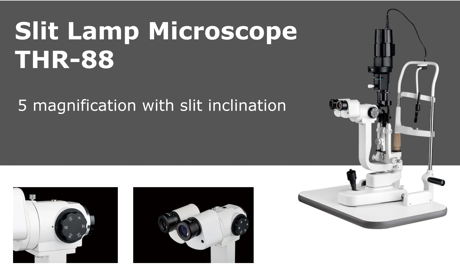 El equipo de oftalmólogos paso óptico de 5 LED lámpara de hendidura microscopio digital portátil