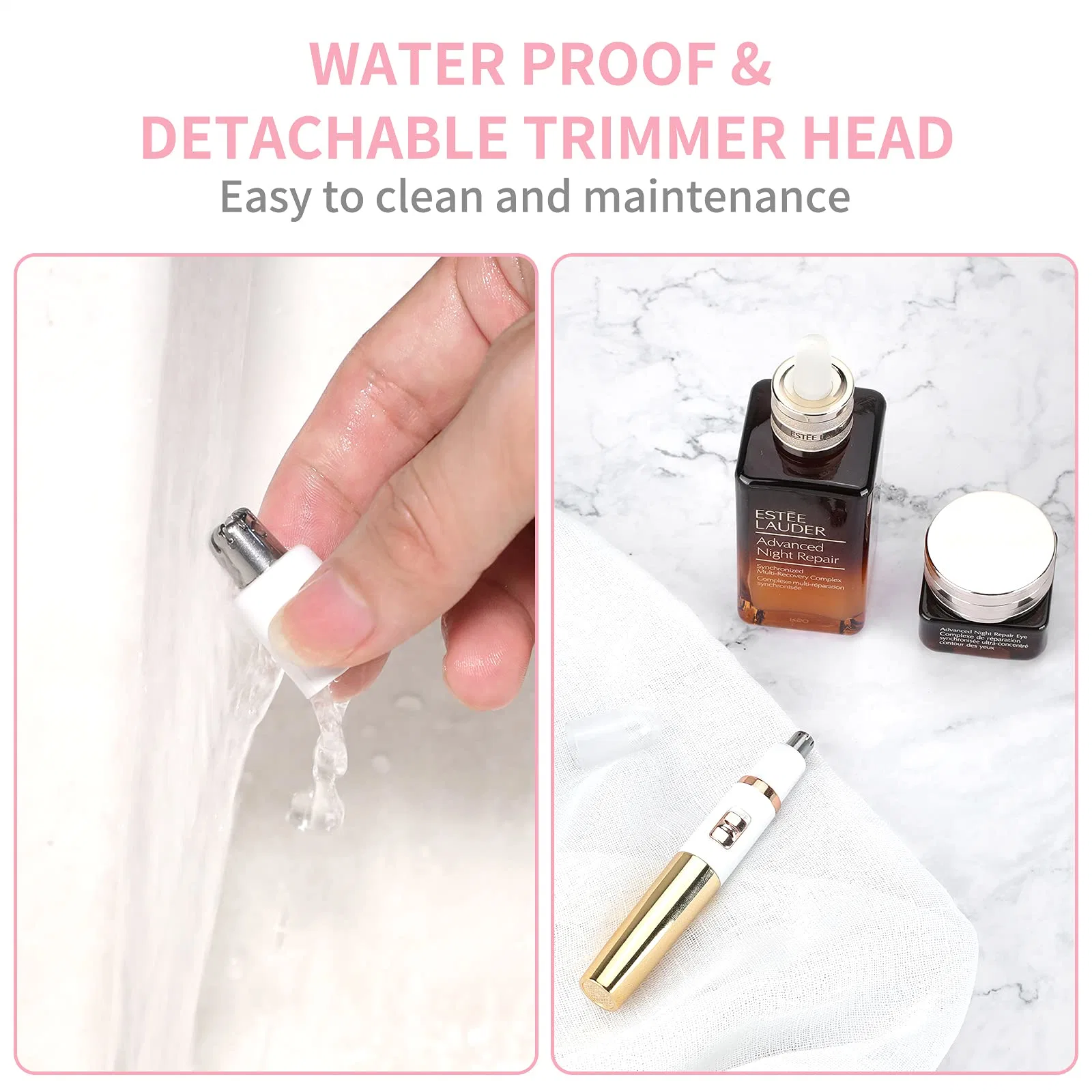 Professional Waterproof Mini Nose Ear Hair Eyebrow Dual Edge Blade Electric Shaver