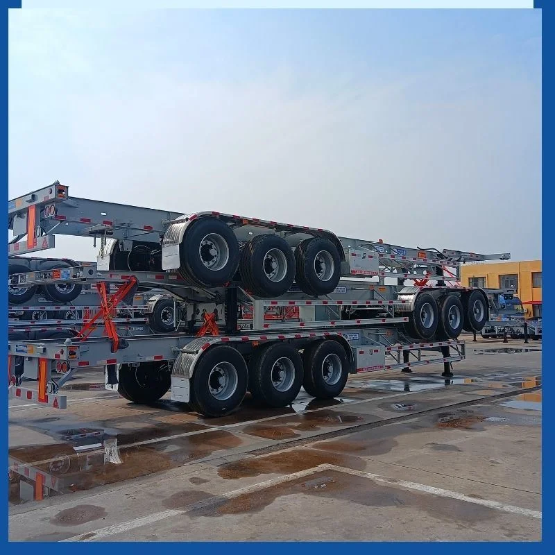 Factory Price 3 Axles Heavy Duty Cargo Container Skeletal Semi Trailer