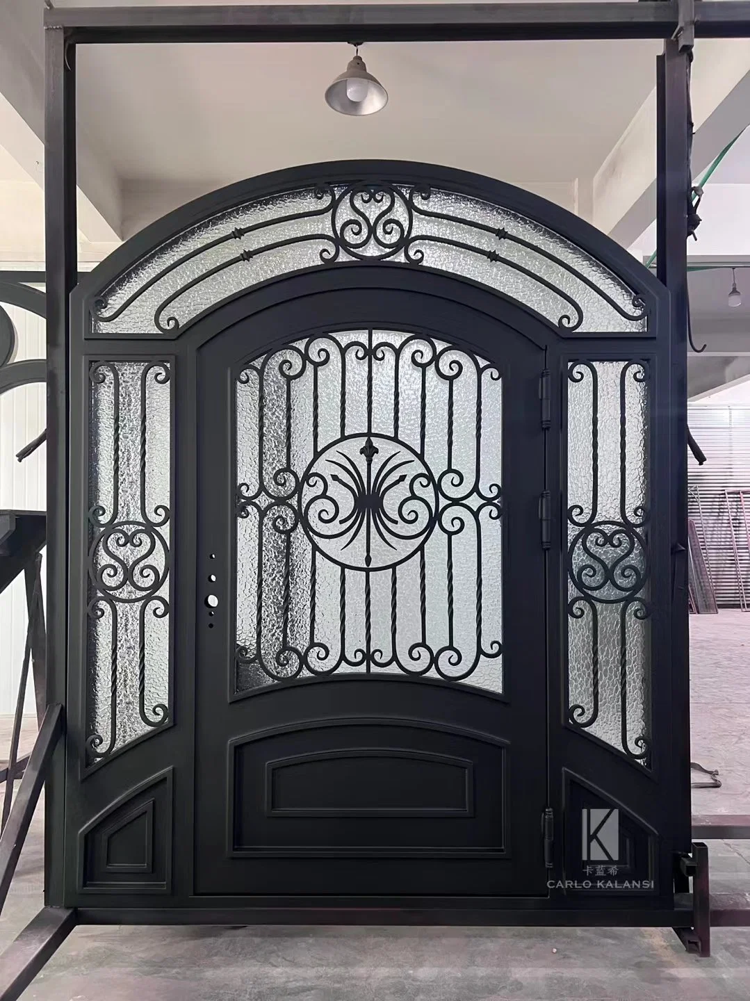 Hot Selling Latest Style Single Door Designs Modern Main Front Entry Door Wrought Iron Entrance Door with Side Window