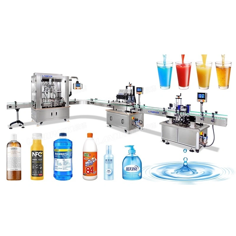 Grade GMP Automatic Piston Pump Liquid Alcohol Disinfectant Distilled Spirits Paste Plastic Bottle Filling and Packing Machine