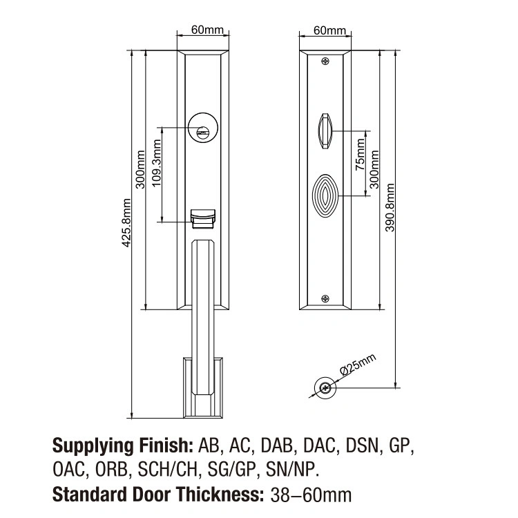 Dim Antique Brass Solid Zinc Alloy Key Handle Door Lock