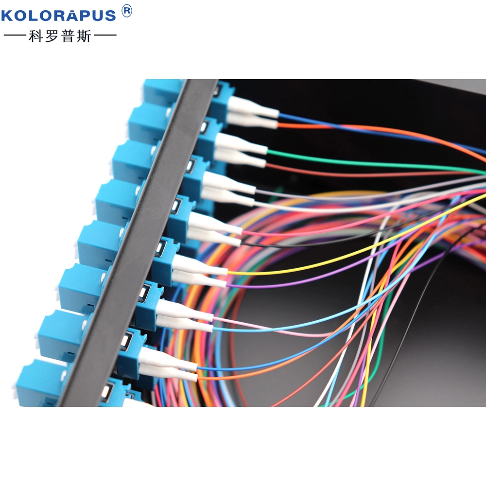 2U-48-Port-Rack-Verteilerkasten für optische Glasfaser (Klemmenkasten) Doppel-LC-Typ