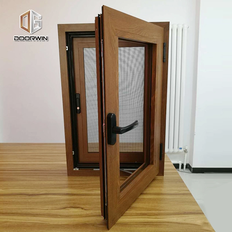 3D Wood Grain Texture Aluminum Window with Security Screens