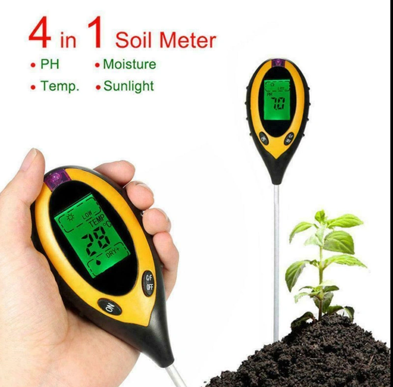 4 in 1 Digital Soil Moisture Temperature Light pH Meter