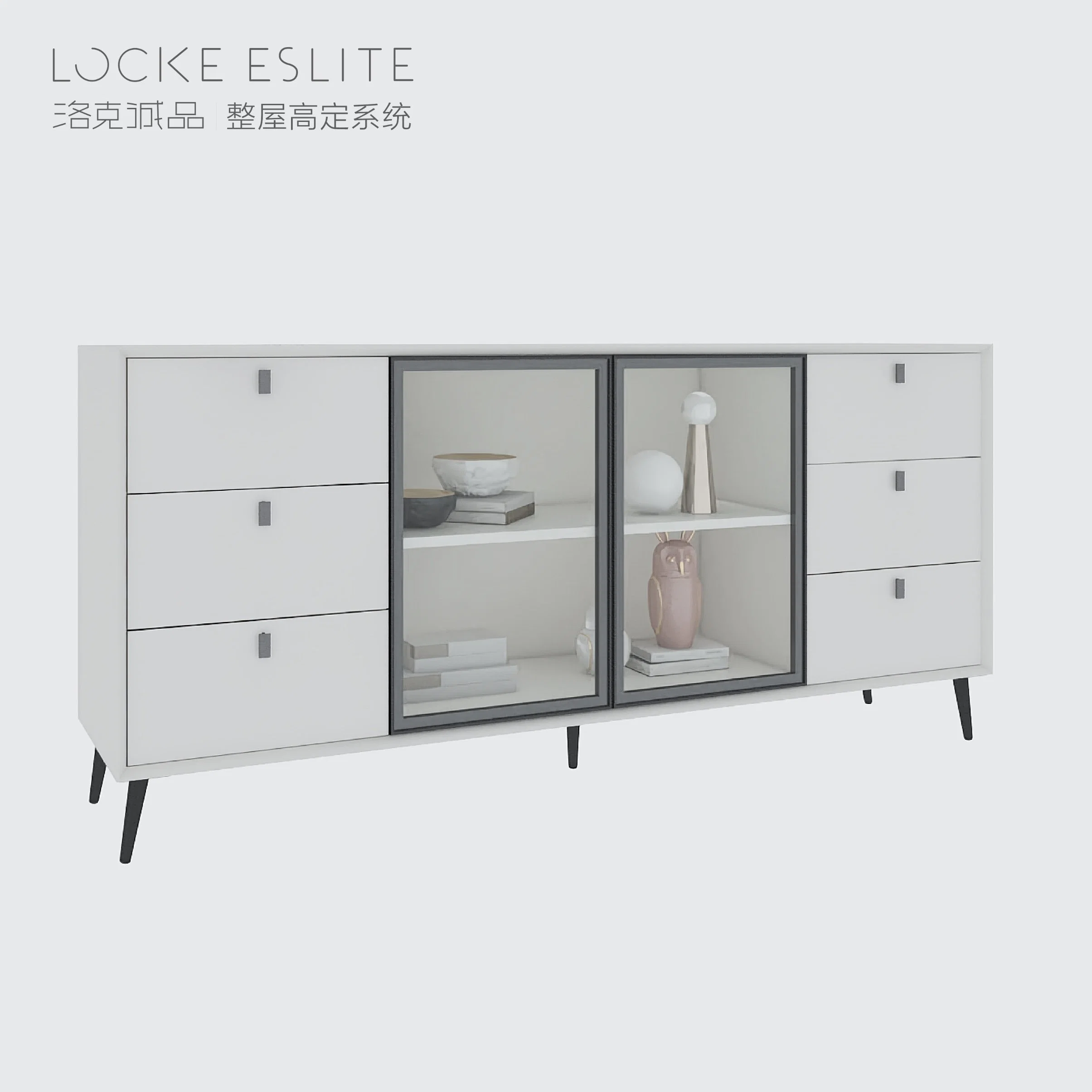 Billige Fabrik Custom Home Doppel Glastüren Sechs Schublade Symmetrisch Kombinierte Sideboards Restaurant Möbel