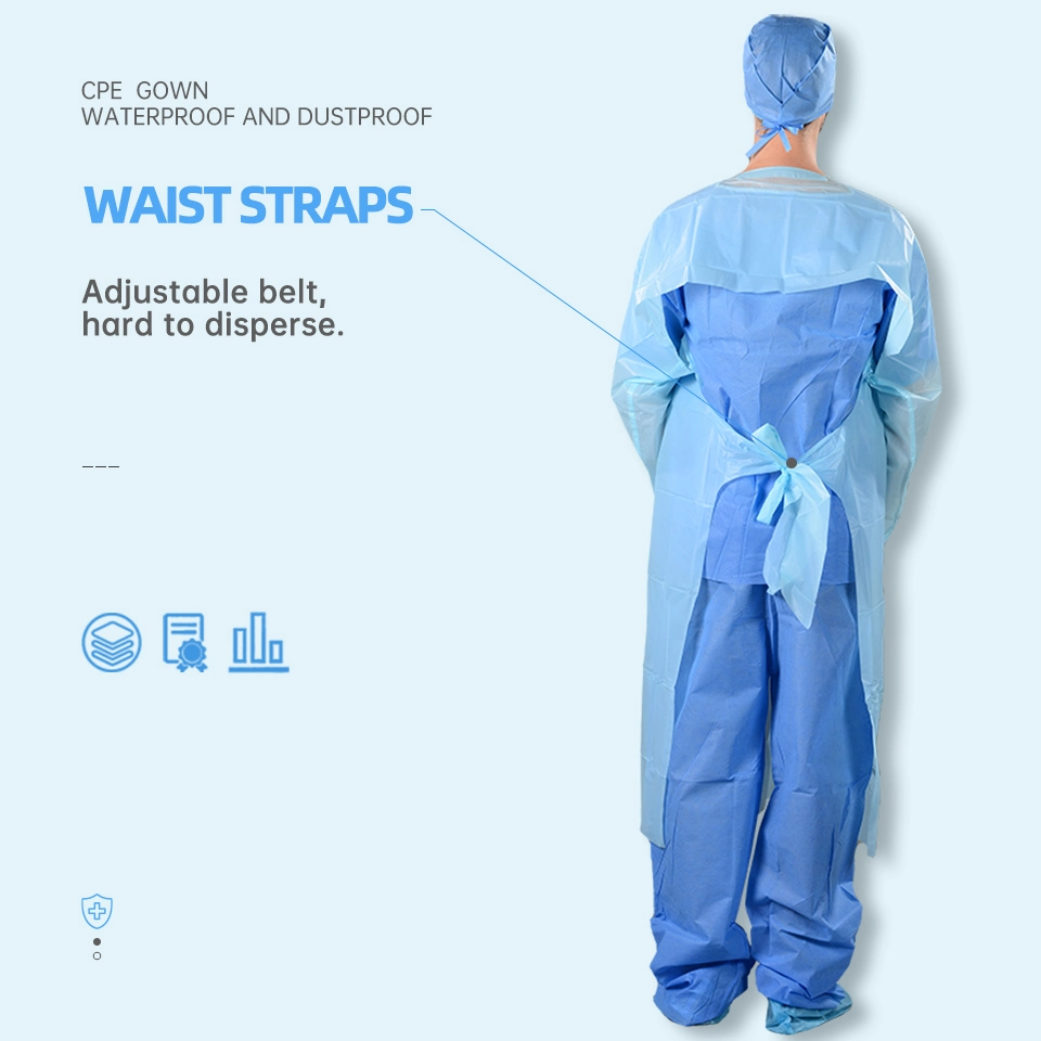 Professional Disposable Nonwoven Patient Gown CPE Waterproof Oilproof