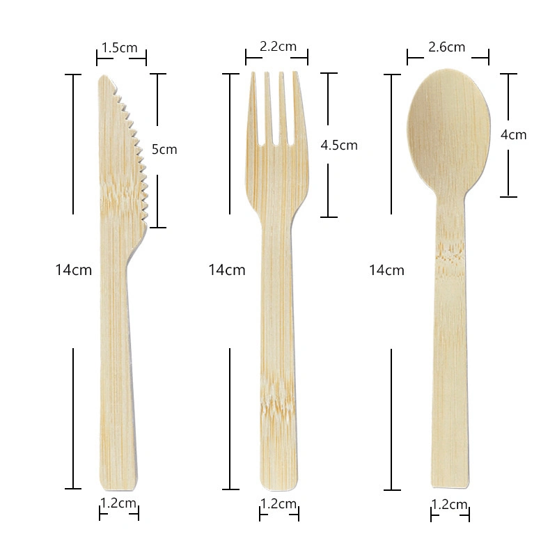 Bamboo Tableware Biodegradable Disposable Bamboo Fork Spoon Knife