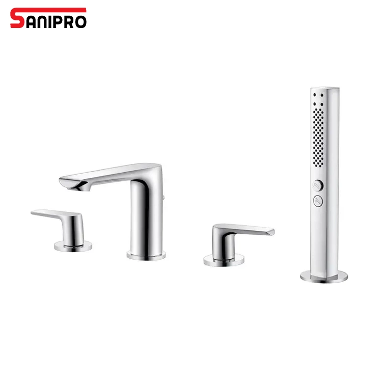 Sanipro Deck Mounted Bath/Shower Faucet Hot and Cold Water 2 Handle Bathtub Mixer Taps Set, Bathroom Tub Sink Tap